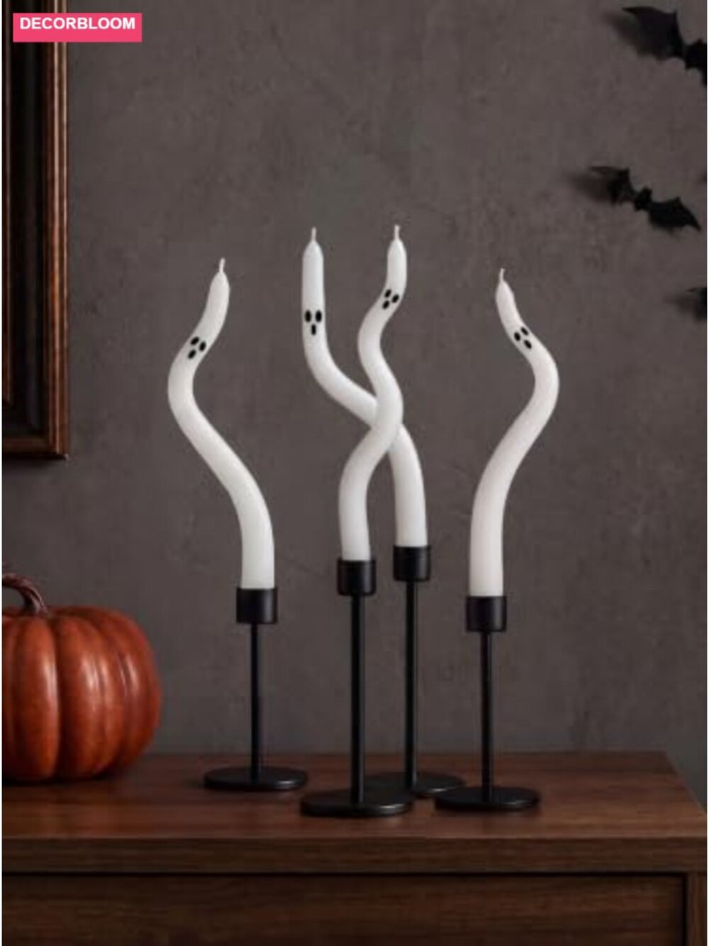 Ghost Taper Candles Set of 4 Halloween 9.4in Unscented Seasonal Decor